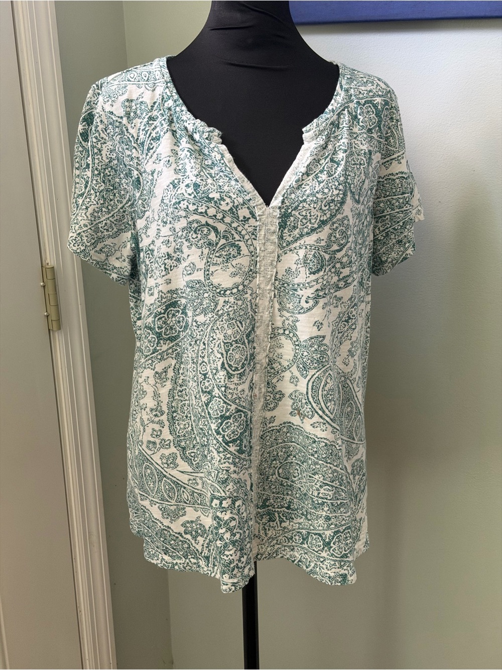 Wonderly Teal Paisley Split-Neck Tunic